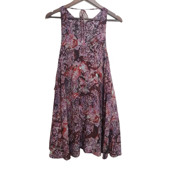 UO Silence + Noise Angel Purple Printed Floral Tulip Hem Swing Dress Size XS - Picture 4 of 14